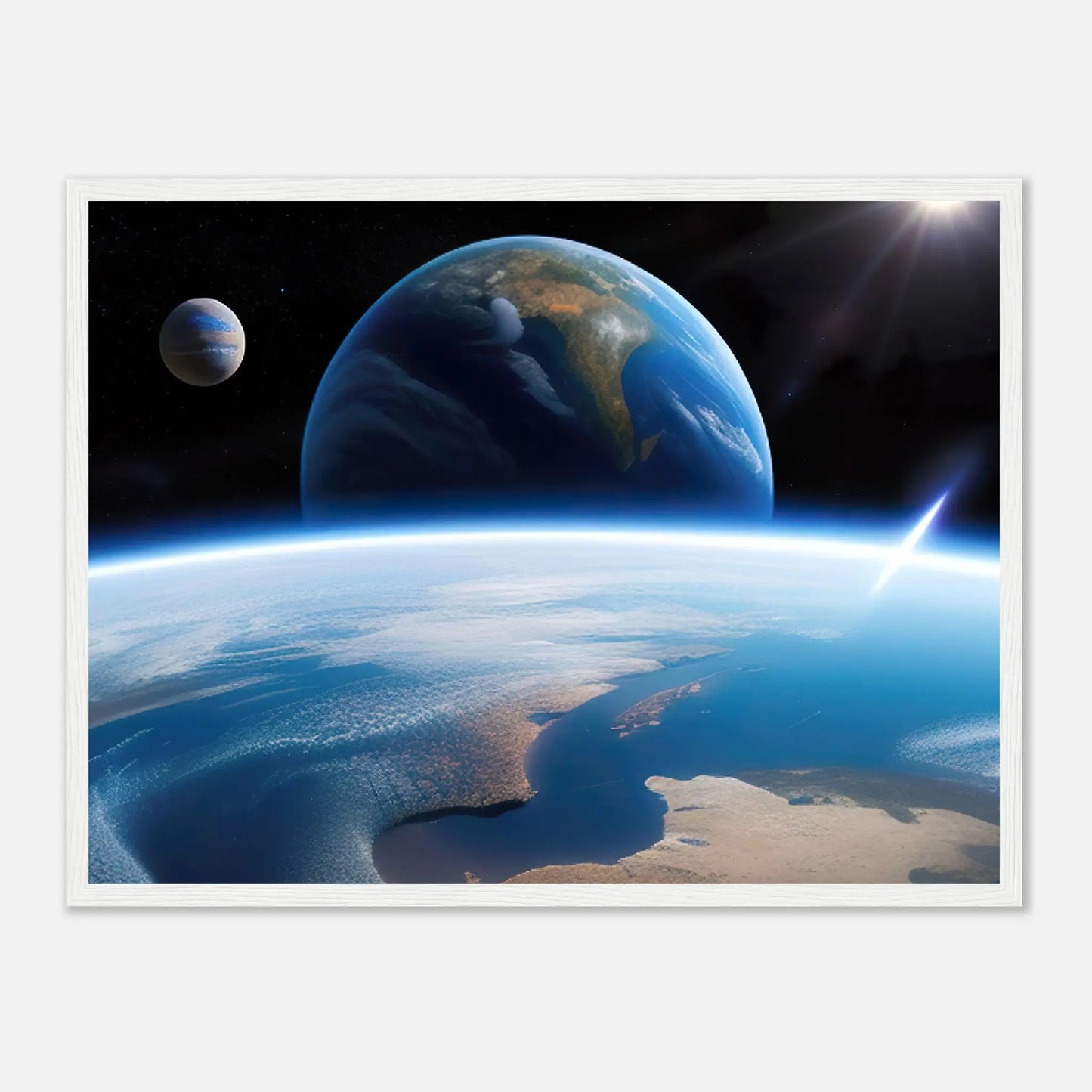 Gerahmtes Premium-Poster - Jenseits des Horizonts - 3D-Stil, KI-Kunst, Sci-Fi, 45x60-cm-18x24-Weißer-Rahmen - RolConArt