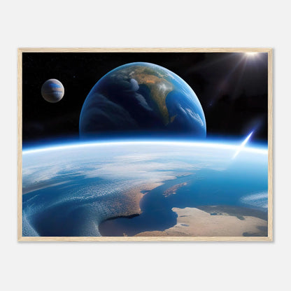 Gerahmtes Premium-Poster - Jenseits des Horizonts - 3D-Stil, KI-Kunst, Sci-Fi, 60x80-cm-24x32-Holzrahmen - RolConArt