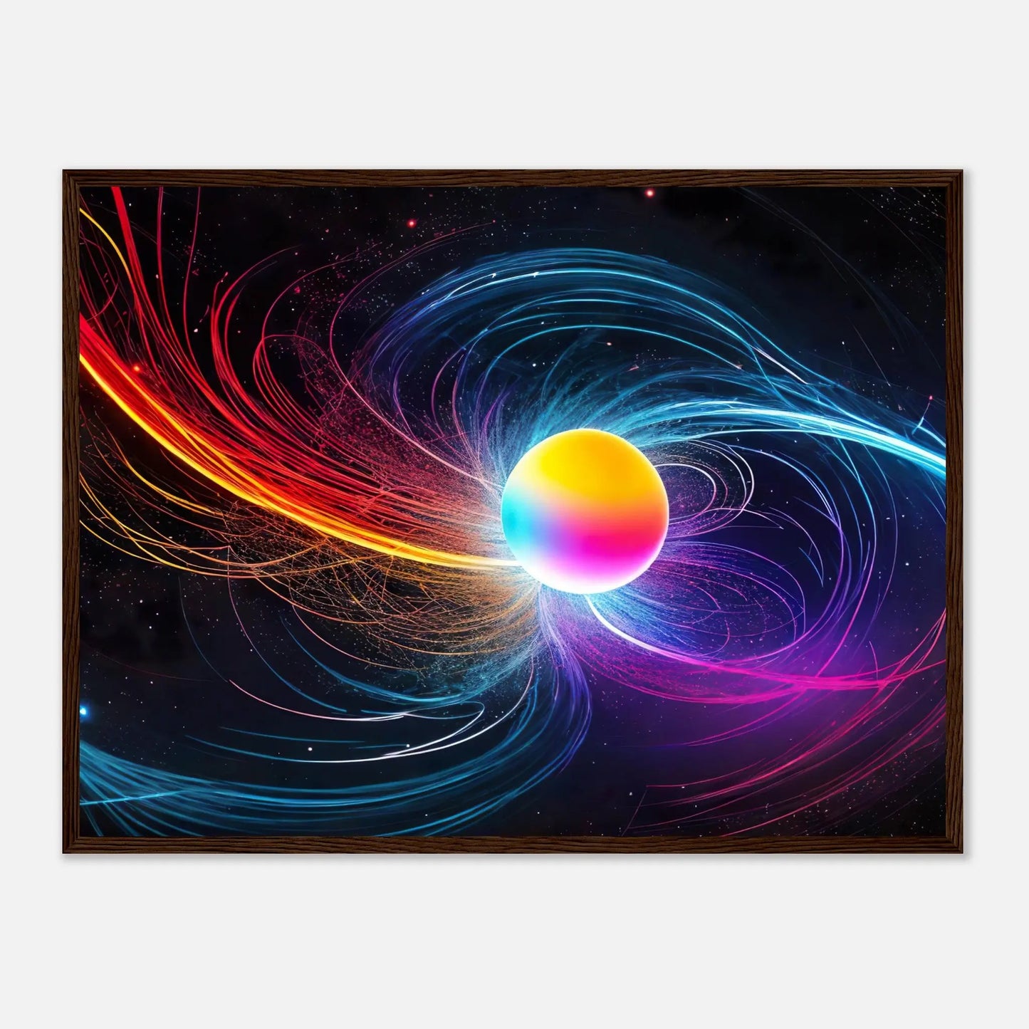 Gerahmtes Premium-Poster - Kosmische Energie - Digitaler Stil, KI-Kunst, Kreative Vielfalt, 45x60-cm-18x24-Dunkler-Holzrahmen - RolConArt