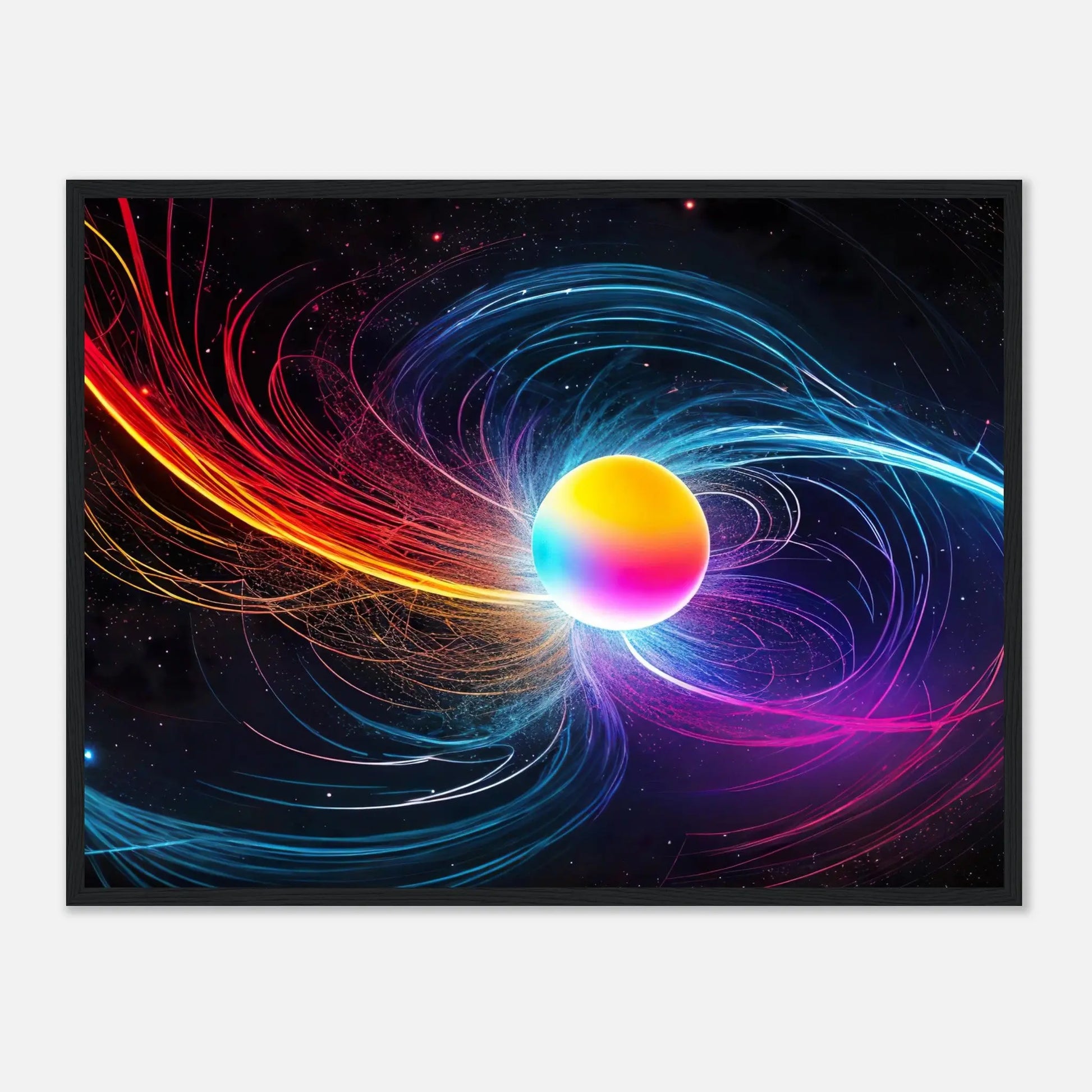 Gerahmtes Premium-Poster - Kosmische Energie - Digitaler Stil, KI-Kunst, Kreative Vielfalt, 45x60-cm-18x24-Schwarzer-Rahmen - RolConArt