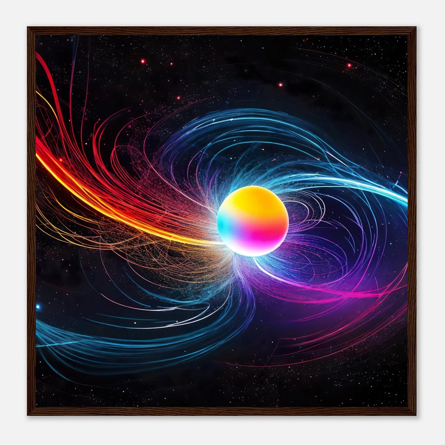 Gerahmtes Premium-Poster - Kosmische Energie - Digitaler Stil, KI-Kunst, Kreative Vielfalt, 50x50-cm-20x20-Dunkler-Holzrahmen - RolConArt