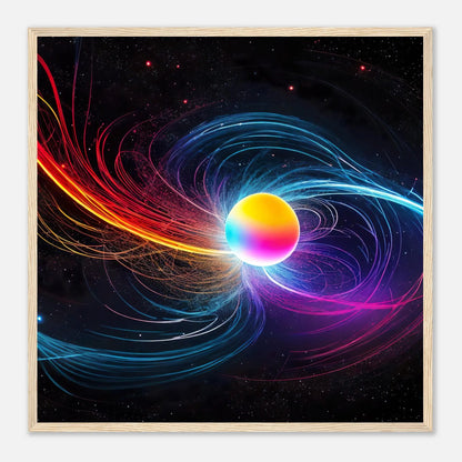 Gerahmtes Premium-Poster - Kosmische Energie - Digitaler Stil, KI-Kunst, Kreative Vielfalt, 50x50-cm-20x20-Holzrahmen - RolConArt