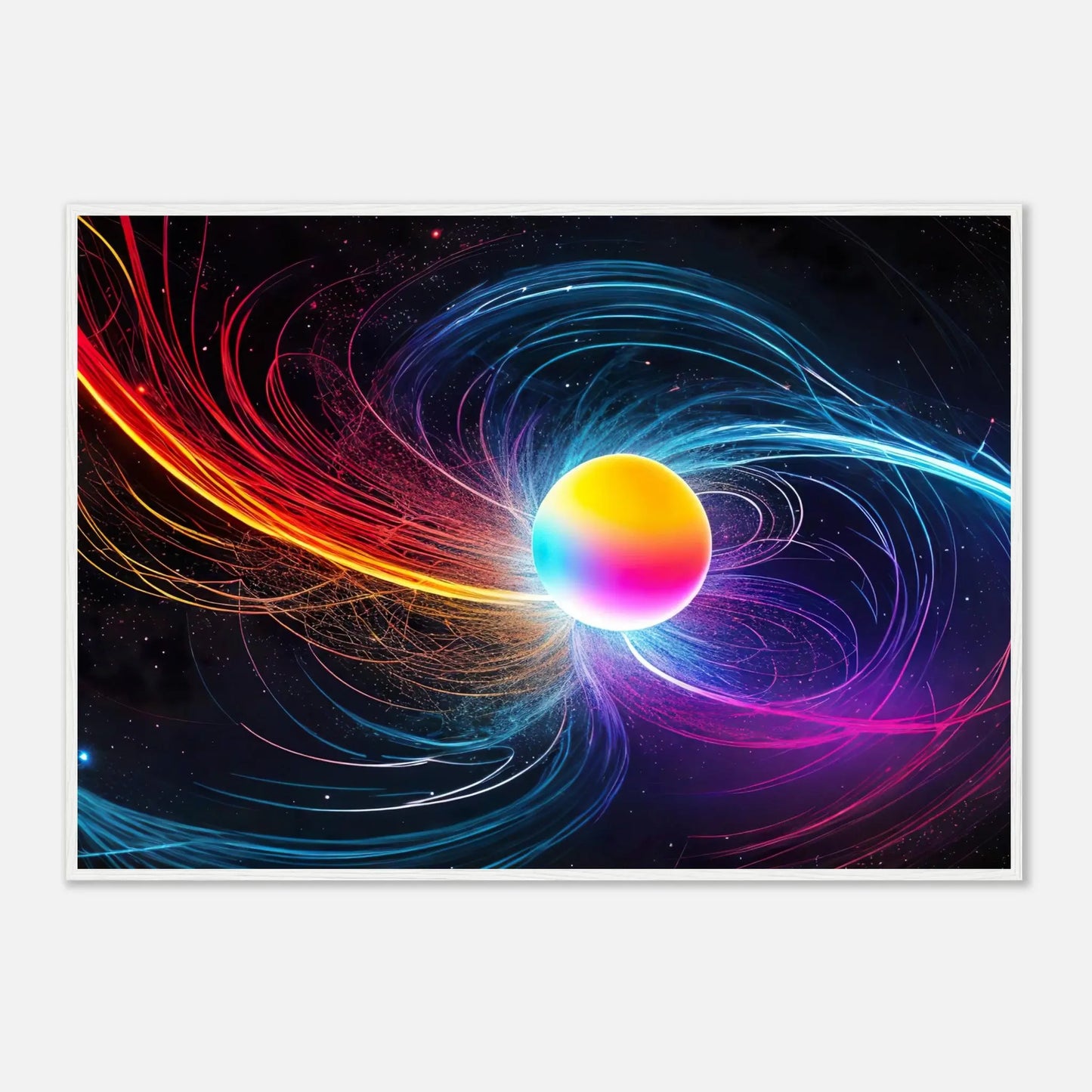 Gerahmtes Premium-Poster - Kosmische Energie - Digitaler Stil, KI-Kunst, Kreative Vielfalt, 70x100-cm-28x40-Weißer-Rahmen - RolConArt