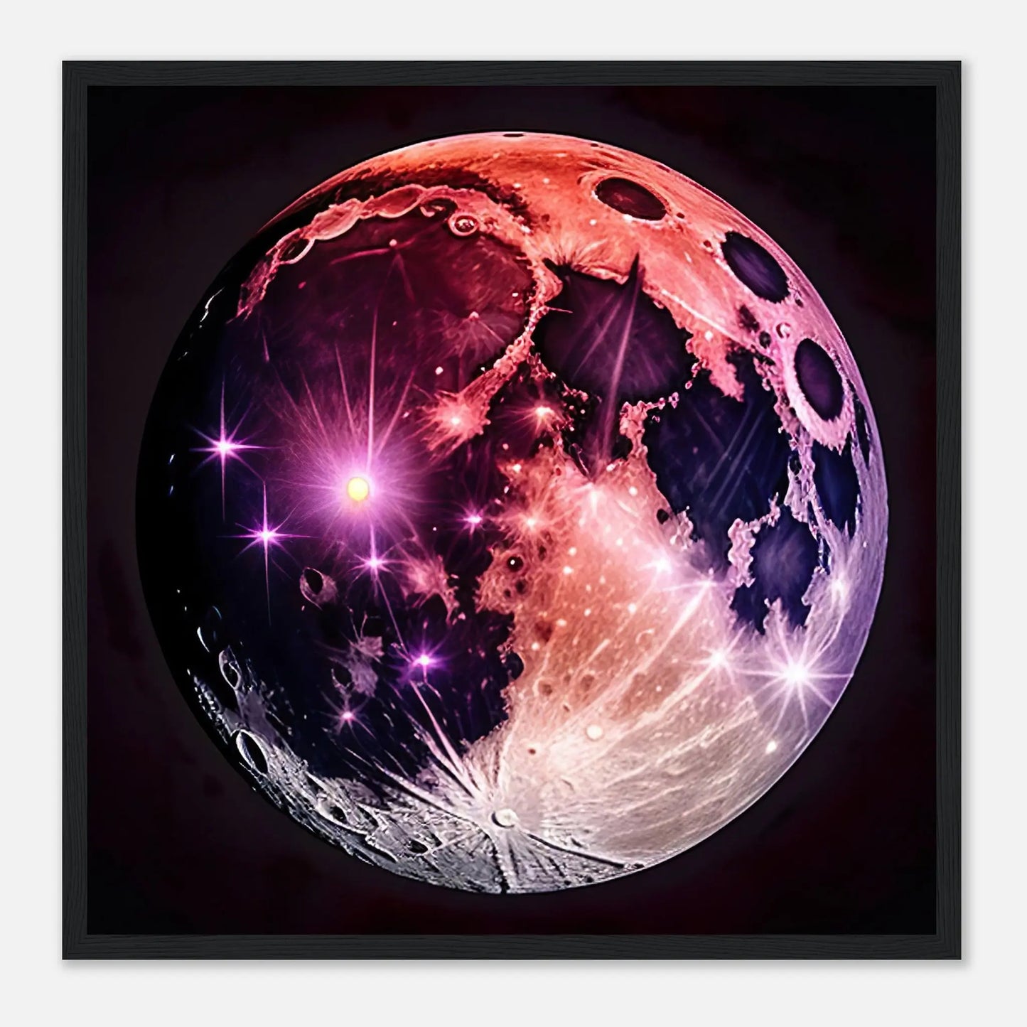 Gerahmtes Premium-Poster - Kosmische Pracht - 3D-Stil, KI-Kunst, Sci-Fi, 50x50-cm-20x20-Schwarzer-Rahmen - RolConArt