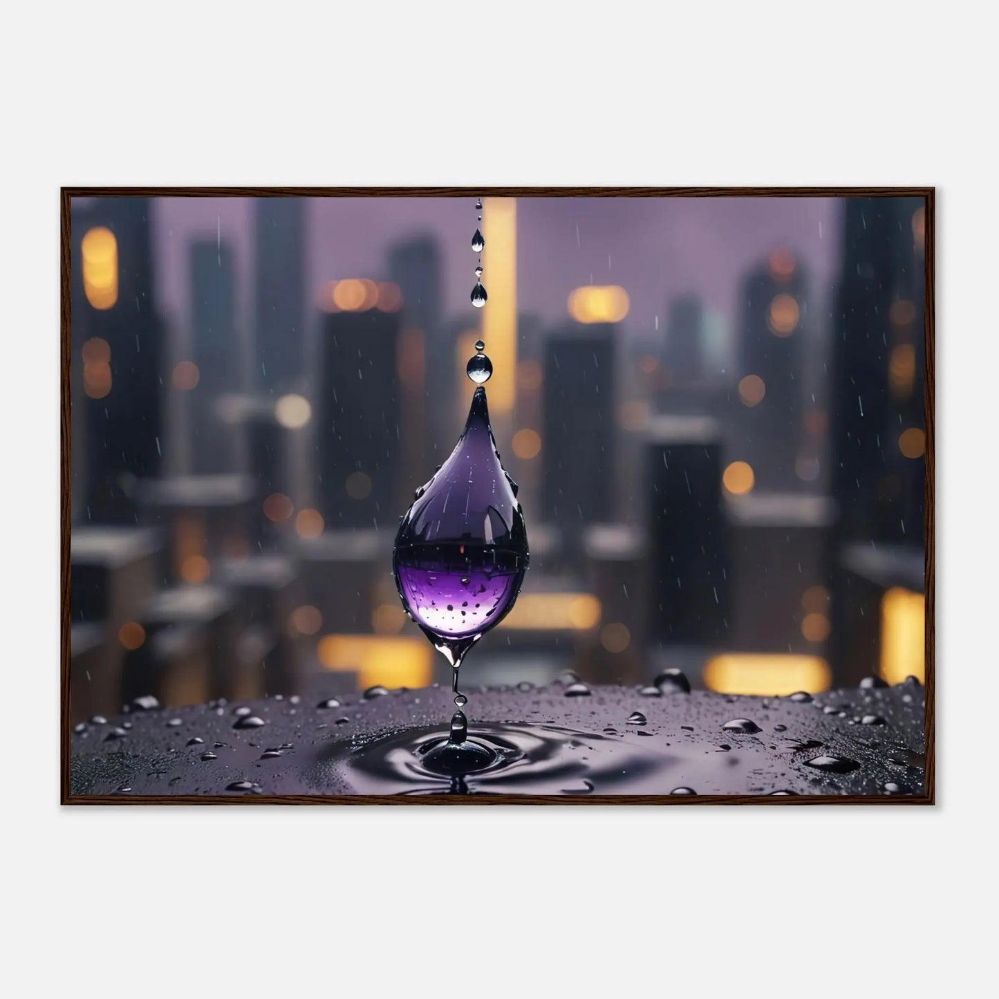 Gerahmtes Premium-Poster - Moment der Ruhe - 3D-Stil, KI-Kunst, Kreative Vielfalt, 70x100-cm-28x40-Dunkler-Holzrahmen - RolConArt