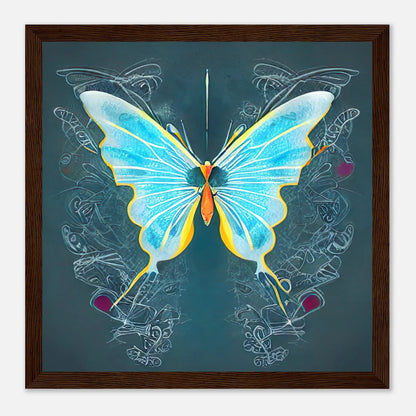 Gerahmtes Premium-Poster - Schmetterling - Digitaler Stil, KI-Kunst, Kreative Vielfalt, 30x30-cm-12x12-Dunkles-Holz - RolConArt