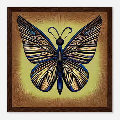 Gerahmtes Premium-Poster - Schmetterling - Digitaler Stil, KI-Kunst, Kreative Vielfalt, 30x30-cm-12x12-Dunkles-Holz - RolConArt