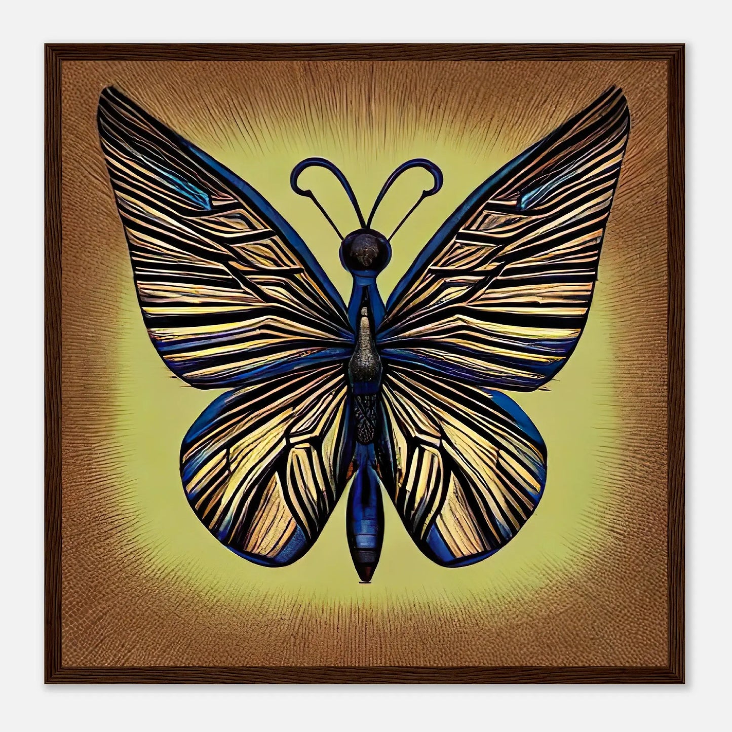 Gerahmtes Premium-Poster - Schmetterling - Digitaler Stil, KI-Kunst, Kreative Vielfalt, 50x50-cm-20x20-Dunkles-Holz - RolConArt