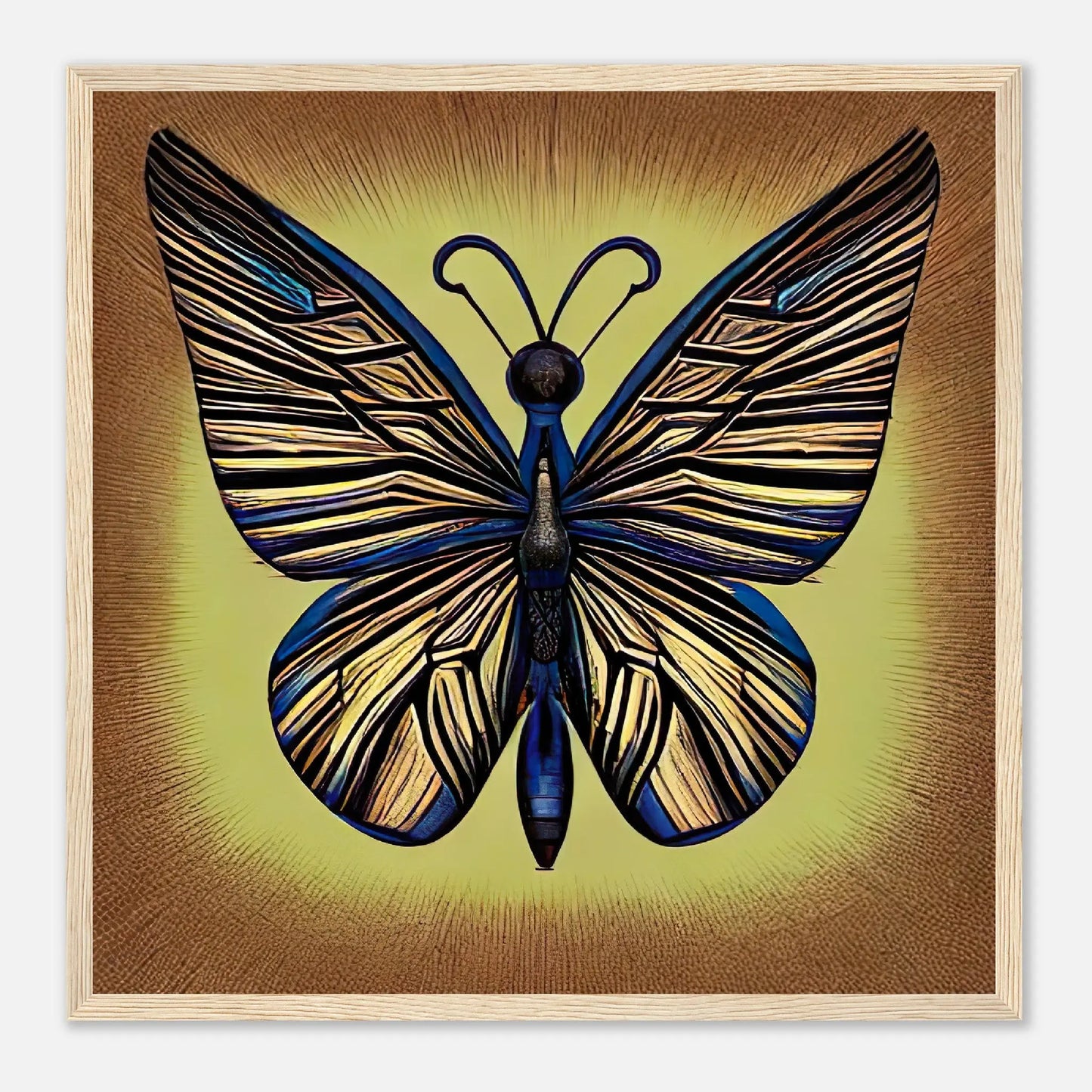 Gerahmtes Premium-Poster - Schmetterling - Digitaler Stil, KI-Kunst, Kreative Vielfalt, 50x50-cm-20x20-Holz - RolConArt