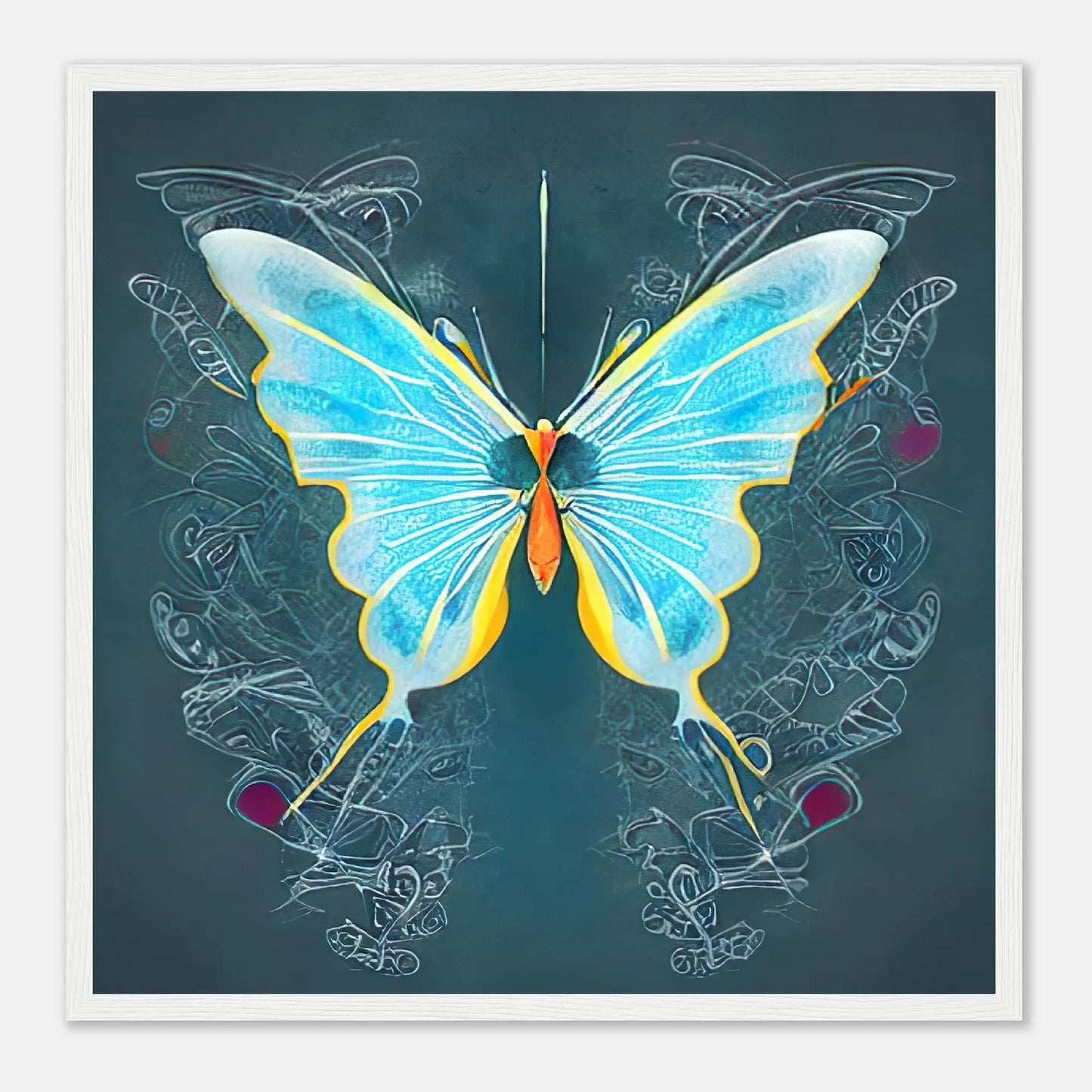 Gerahmtes Premium-Poster - Schmetterling - Digitaler Stil, KI-Kunst, Kreative Vielfalt, 50x50-cm-20x20-Weiß - RolConArt