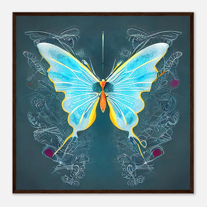 Gerahmtes Premium-Poster - Schmetterling - Digitaler Stil, KI-Kunst, Kreative Vielfalt, 70x70-cm-28x28-Dunkles-Holz - RolConArt