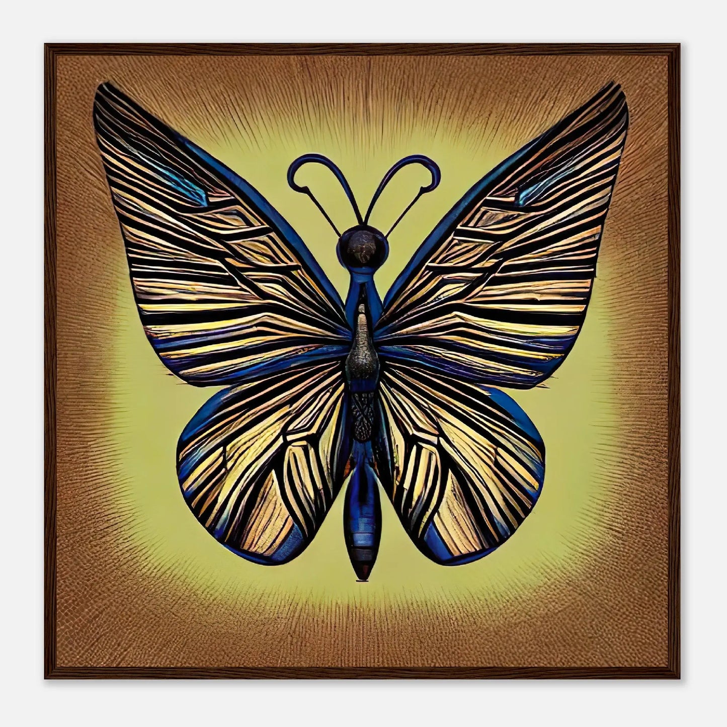 Gerahmtes Premium-Poster - Schmetterling - Digitaler Stil, KI-Kunst, Kreative Vielfalt, 70x70-cm-28x28-Dunkles-Holz - RolConArt