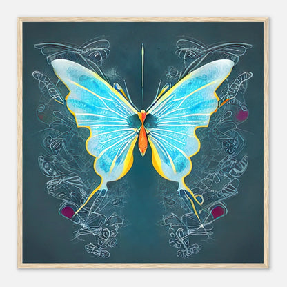 Gerahmtes Premium-Poster - Schmetterling - Digitaler Stil, KI-Kunst, Kreative Vielfalt, 70x70-cm-28x28-Holz - RolConArt