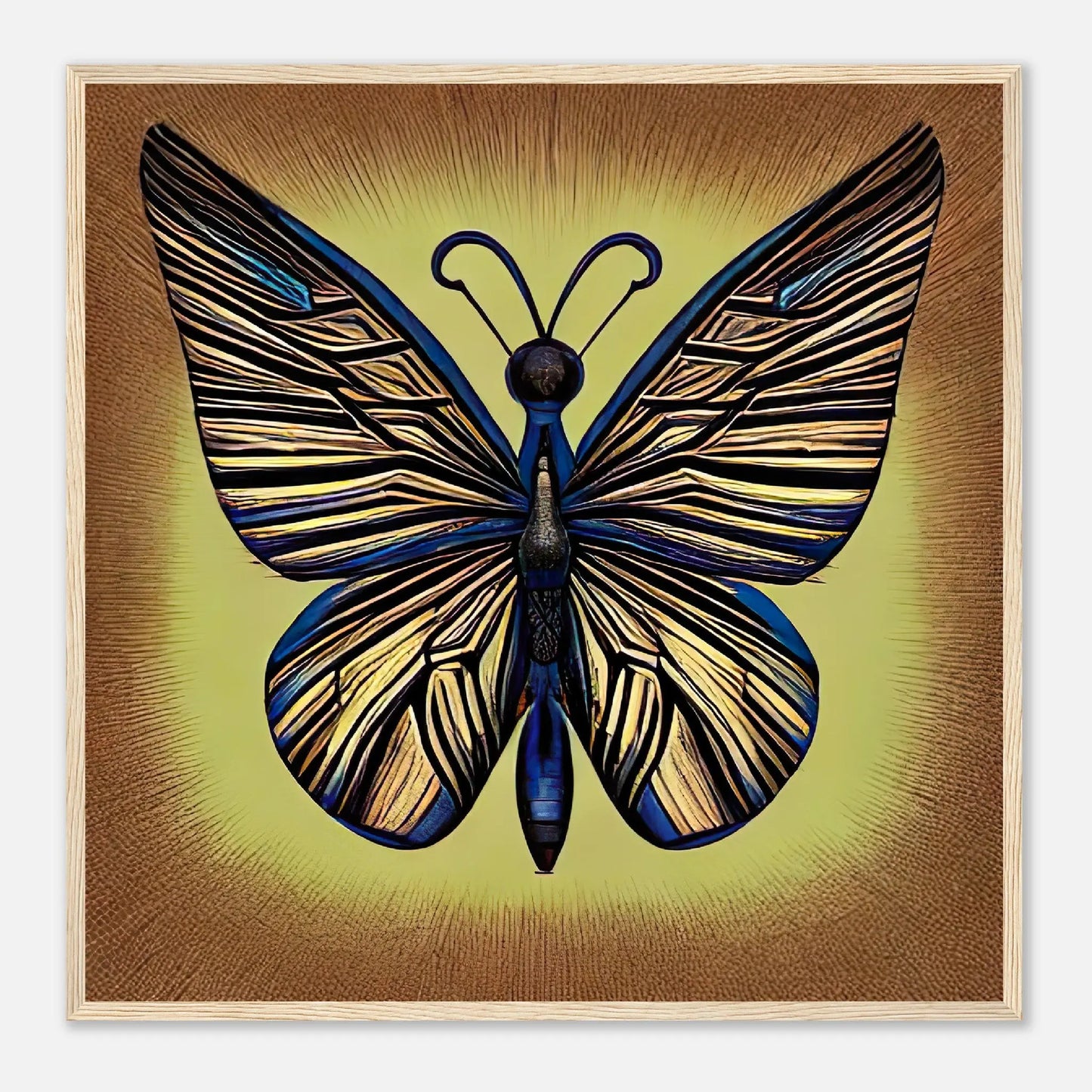 Gerahmtes Premium-Poster - Schmetterling - Digitaler Stil, KI-Kunst, Kreative Vielfalt, 70x70-cm-28x28-Holz - RolConArt