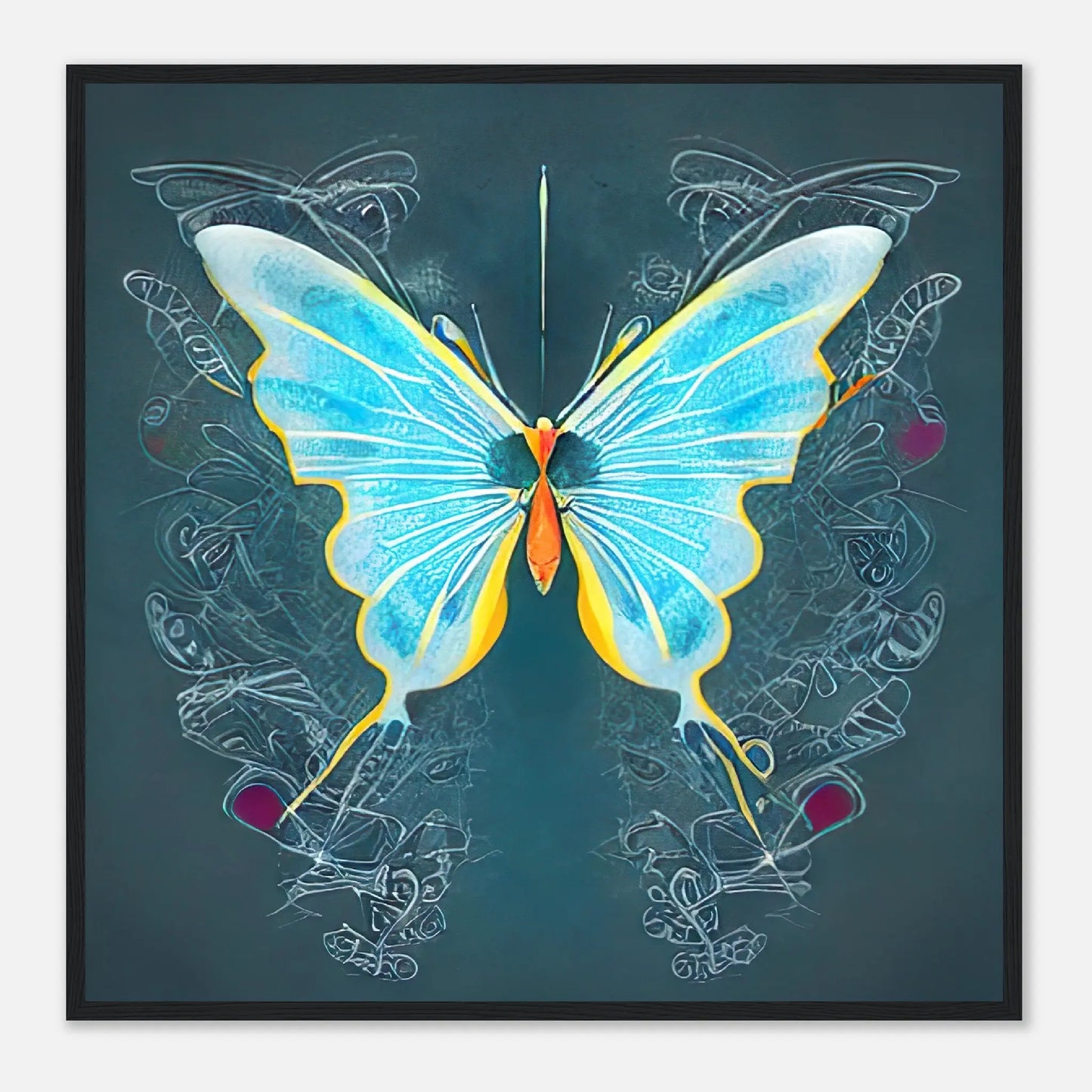 Gerahmtes Premium-Poster - Schmetterling - Digitaler Stil, KI-Kunst, Kreative Vielfalt, 70x70-cm-28x28-Schwarz - RolConArt