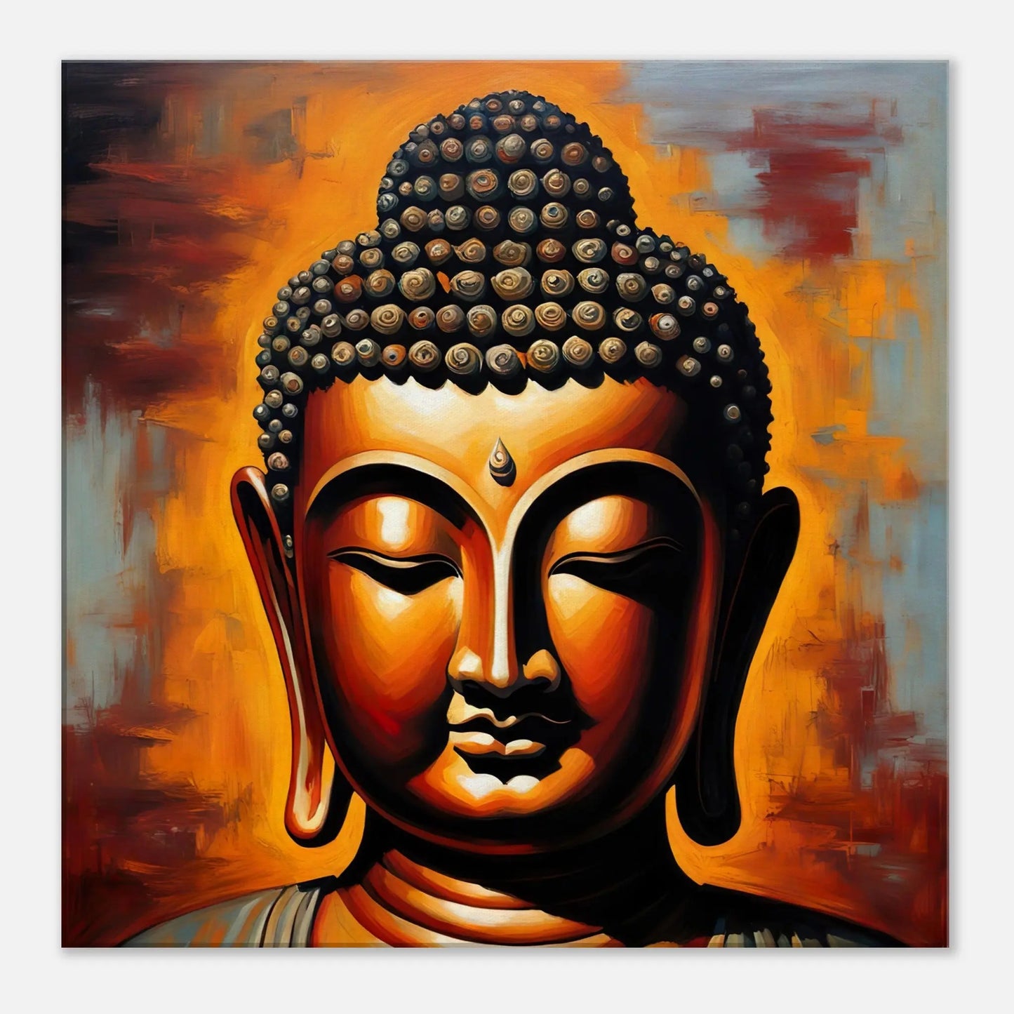 Leinwandbild - Buddha - Malerischer Stil, KI-Kunst, Spirituelle Vielfalt, 60x60-cm-24x24 - RolConArt