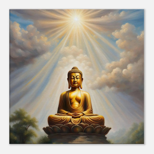 Leinwandbild - Buddha - Malerischer Stil, KI-Kunst, Spirituelle Vielfalt, 60x60-cm-24x24 - RolConArt