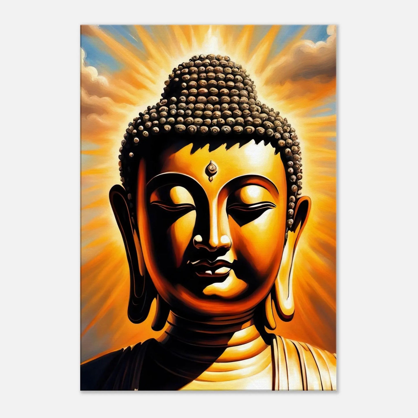 Leinwandbild - Buddha - Malerischer Stil, KI-Kunst, Spirituelle Vielfalt, 70x100-cm-28x40 - RolConArt