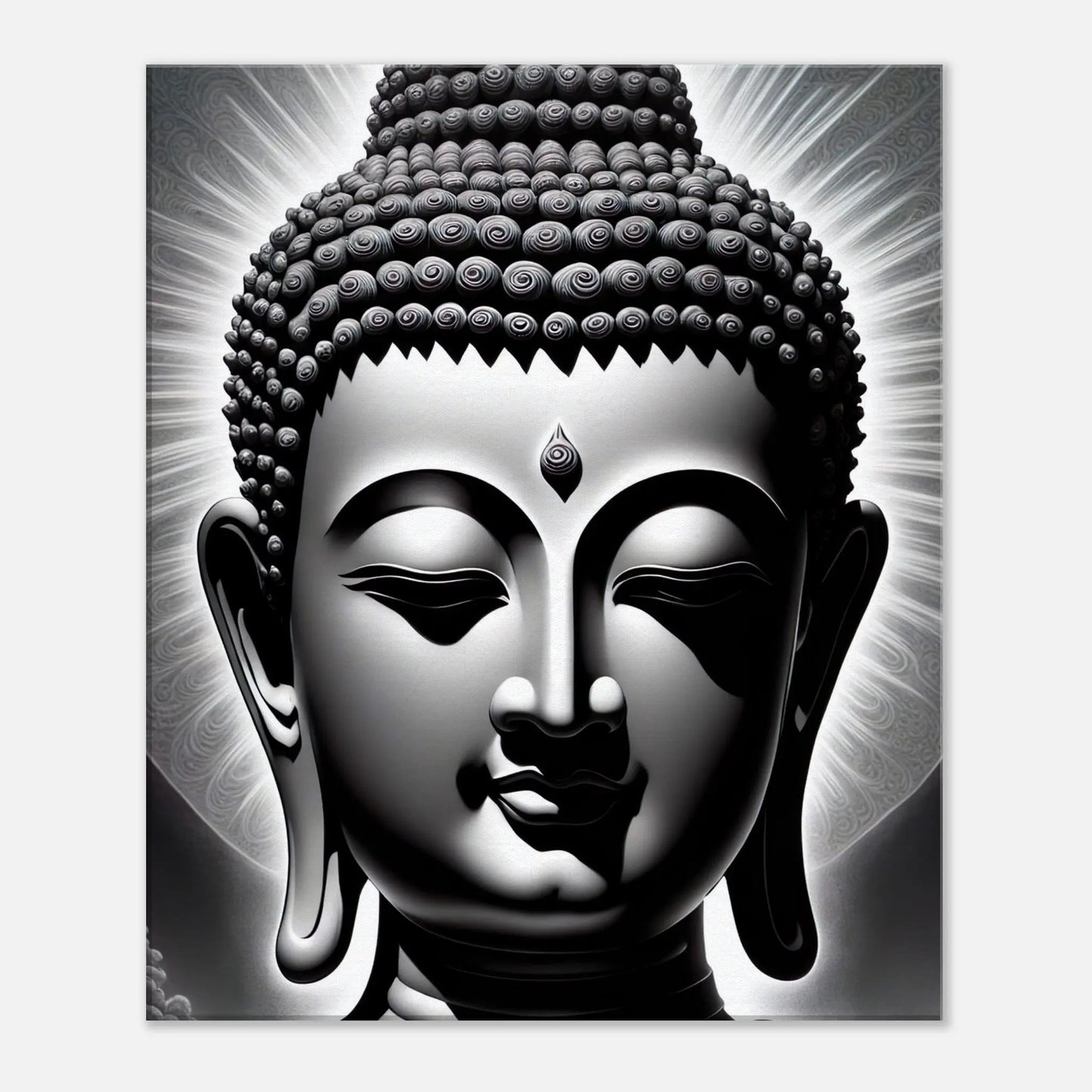 Leinwandbild - Buddha - Schwarz-Weiß Stil, KI-Kunst, Spirituelle Vielfalt, 50x60-cm-20x24 - RolConArt