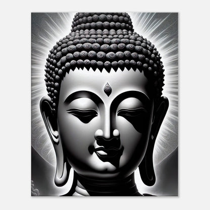 Leinwandbild - Buddha - Schwarz-Weiß Stil, KI-Kunst, Spirituelle Vielfalt, 60x75-cm-24x30 - RolConArt