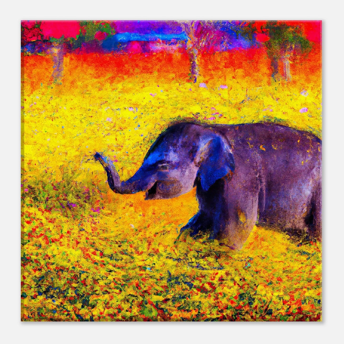 Leinwandbild - Elefant - Malerischer Stil, KI-Kunst, Tiere - Malerischer Stil, 30x30-cm-12x12 - RolConArt