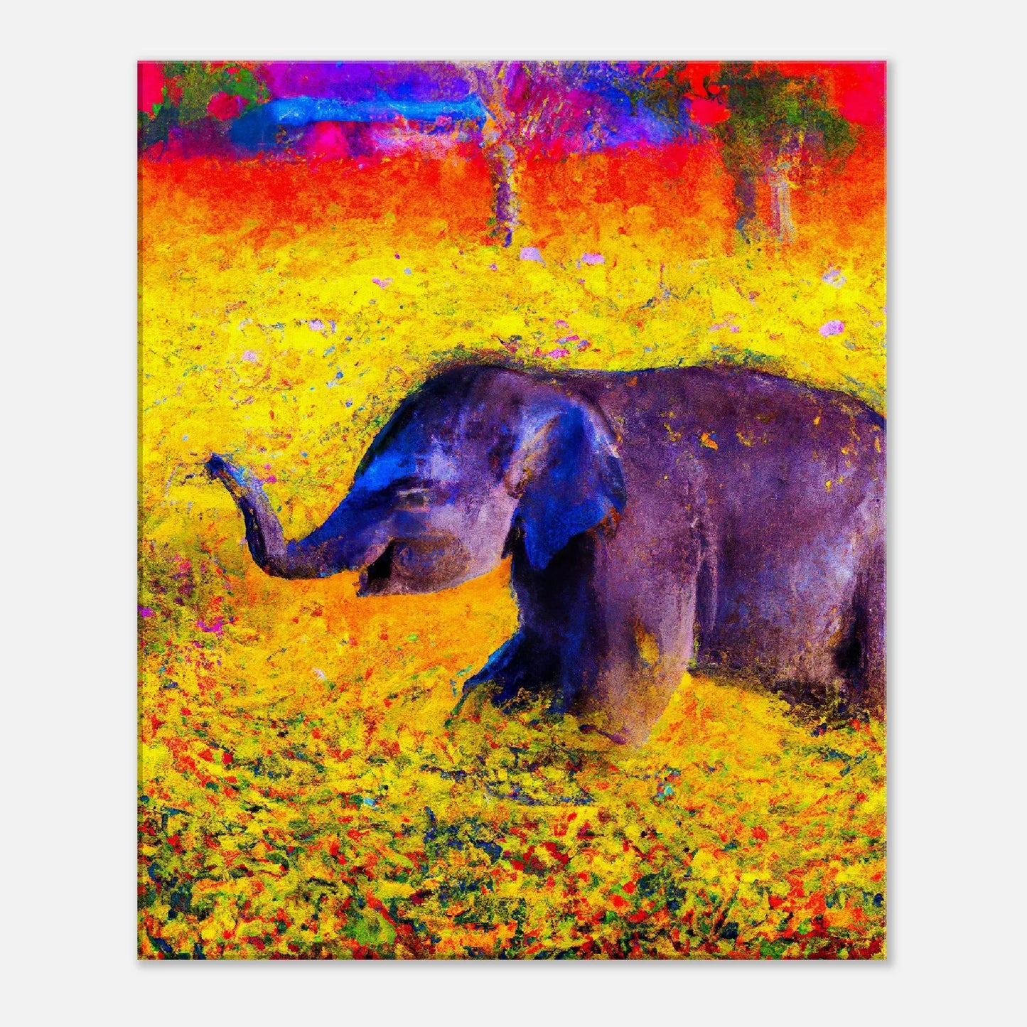 Leinwandbild - Elefant - Malerischer Stil, KI-Kunst, Tiere - Malerischer Stil, 50x60-cm-20x24 - RolConArt