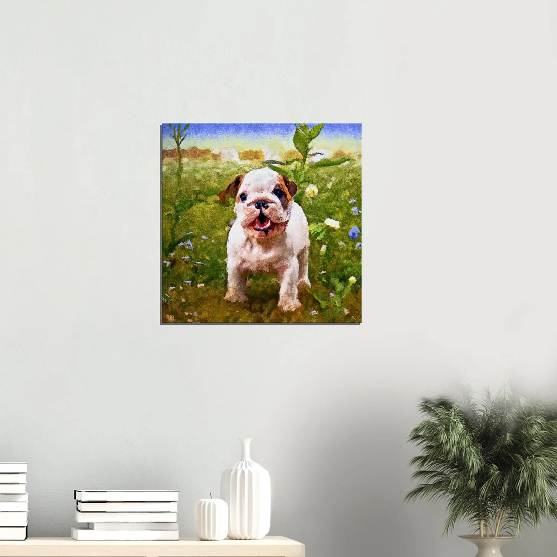 Leinwandbild - Englische Bulldogge - Malerischer Stil, KI-Kunst, Tiere - Malerischer Stil,  - RolConArt