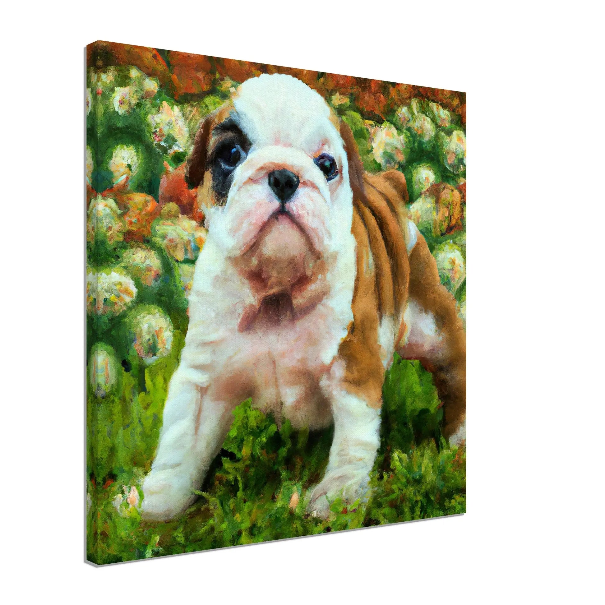 Leinwandbild - Englische Bulldogge - Malerischer Stil, KI-Kunst, Tiere - Malerischer Stil,  - RolConArt