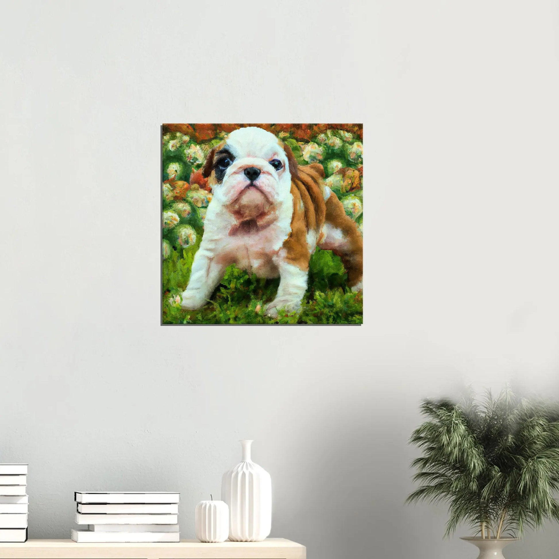 Leinwandbild - Englische Bulldogge - Malerischer Stil, KI-Kunst, Tiere - Malerischer Stil,  - RolConArt