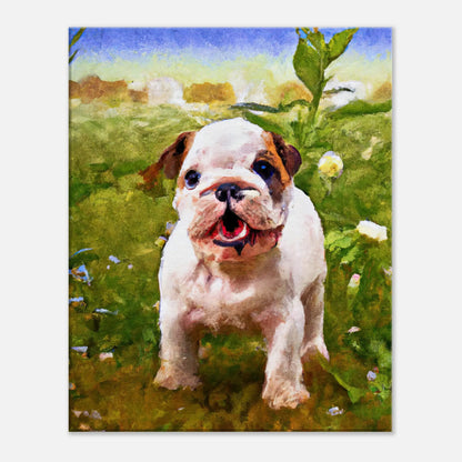 Leinwandbild - Englische Bulldogge - Malerischer Stil, KI-Kunst, Tiere - Malerischer Stil, 40x50-cm-16x20 - RolConArt