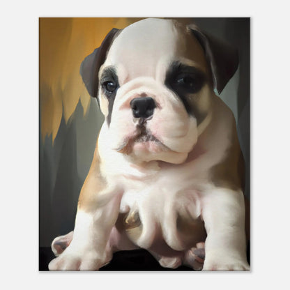 Leinwandbild - Englische Bulldogge - Malerischer Stil, KI-Kunst, Tiere - Malerischer Stil, 50x60-cm-20x24 - RolConArt