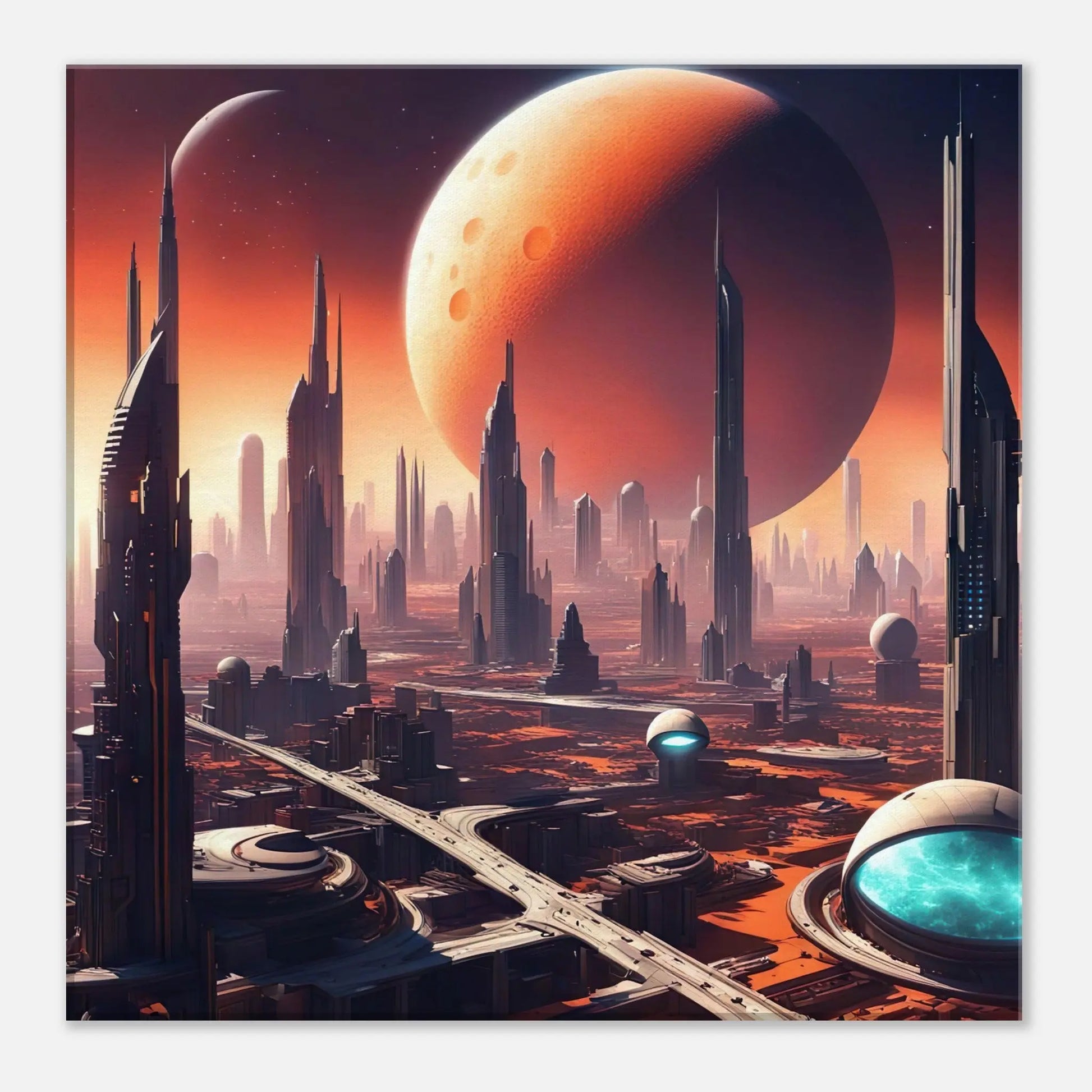 Leinwandbild - Futuristische Welt - Digitaler Stil, KI-Kunst, Sci-Fi, 40x40-cm-16x16 - RolConArt