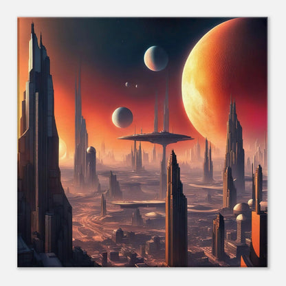 Leinwandbild - Futuristische Welt - Digitaler Stil, KI-Kunst, Sci-Fi, 40x40-cm-16x16 - RolConArt