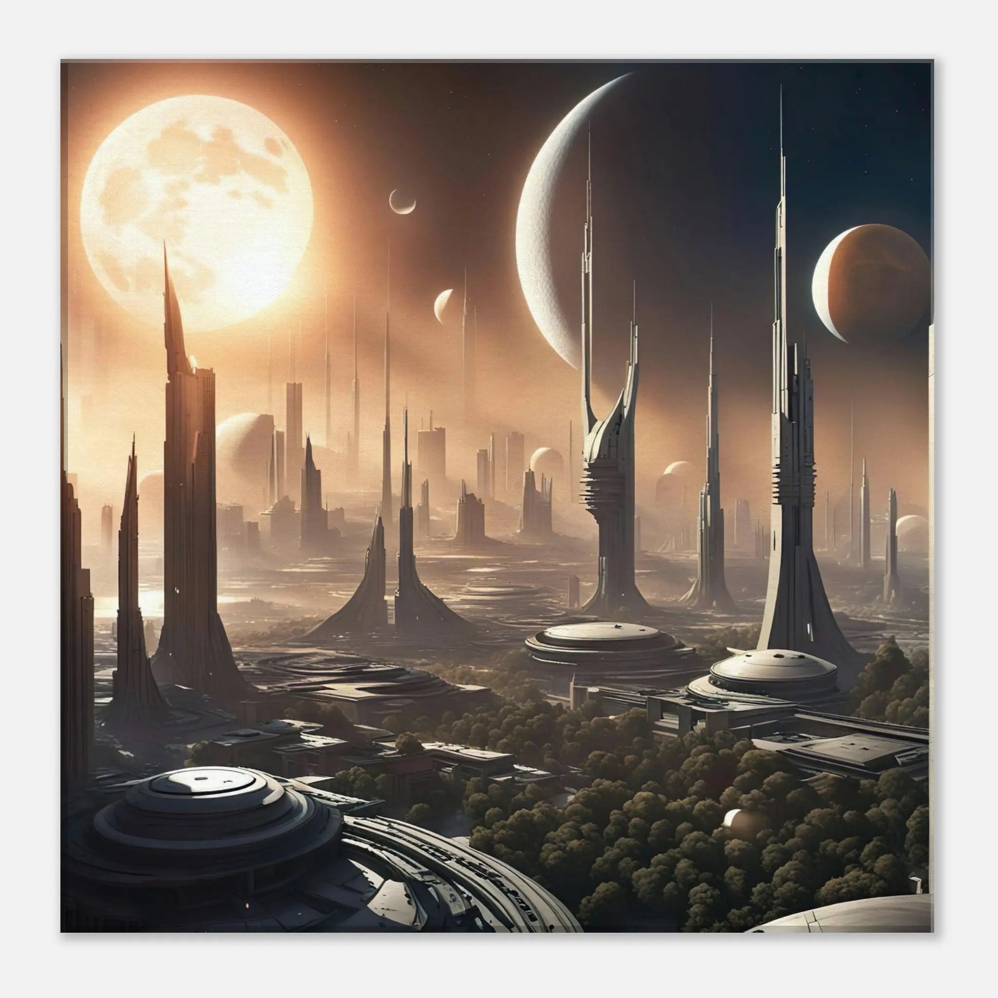 Leinwandbild - Futuristische Welt - Digitaler Stil, KI-Kunst, Sci-Fi, 40x40-cm-16x16 - RolConArt