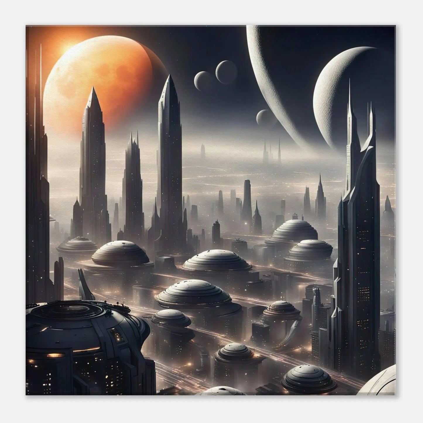 Leinwandbild - Futuristische Welt - Digitaler Stil, KI-Kunst, Sci-Fi, 40x40-cm-16x16 - RolConArt