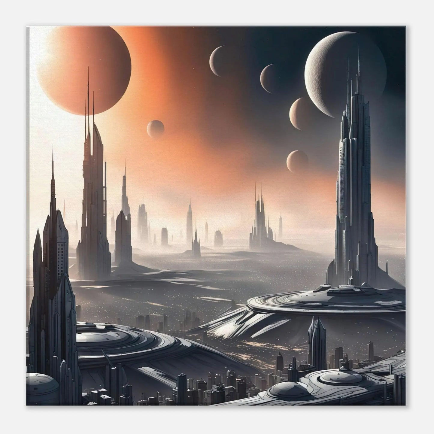 Leinwandbild - Futuristische Welt - Digitaler Stil, KI-Kunst, Sci-Fi, 40x40-cm-16x16 - RolConArt