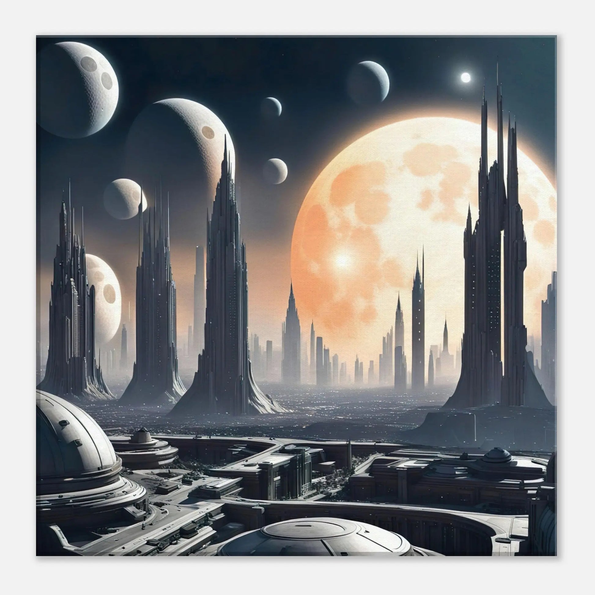 Leinwandbild - Futuristische Welt - Digitaler Stil, KI-Kunst, Sci-Fi, 40x40-cm-16x16 - RolConArt