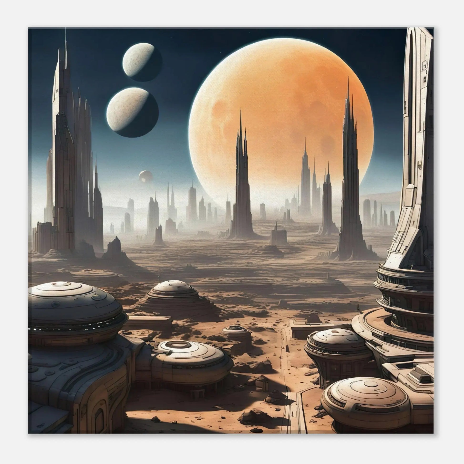 Leinwandbild - Futuristische Welt - Digitaler Stil, KI-Kunst, Sci-Fi, 40x40-cm-16x16 - RolConArt