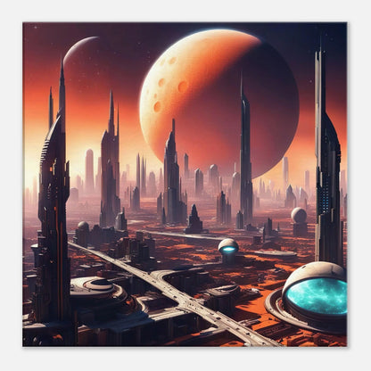 Leinwandbild - Futuristische Welt - Digitaler Stil, KI-Kunst, Sci-Fi, 50x50-cm-20x20 - RolConArt