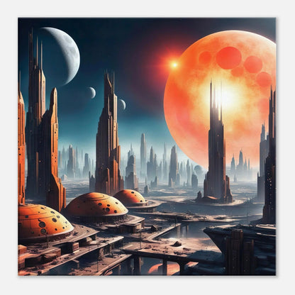 Leinwandbild - Futuristische Welt - Digitaler Stil, KI-Kunst, Sci-Fi, 50x50-cm-20x20 - RolConArt