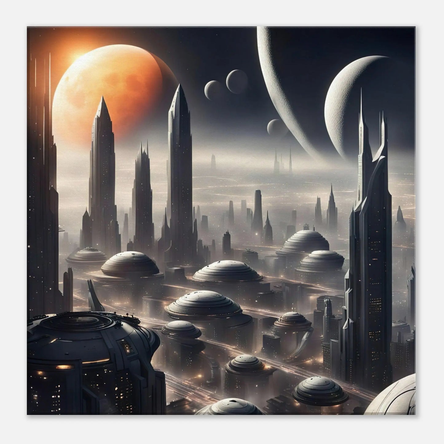 Leinwandbild - Futuristische Welt - Digitaler Stil, KI-Kunst, Sci-Fi, 50x50-cm-20x20 - RolConArt