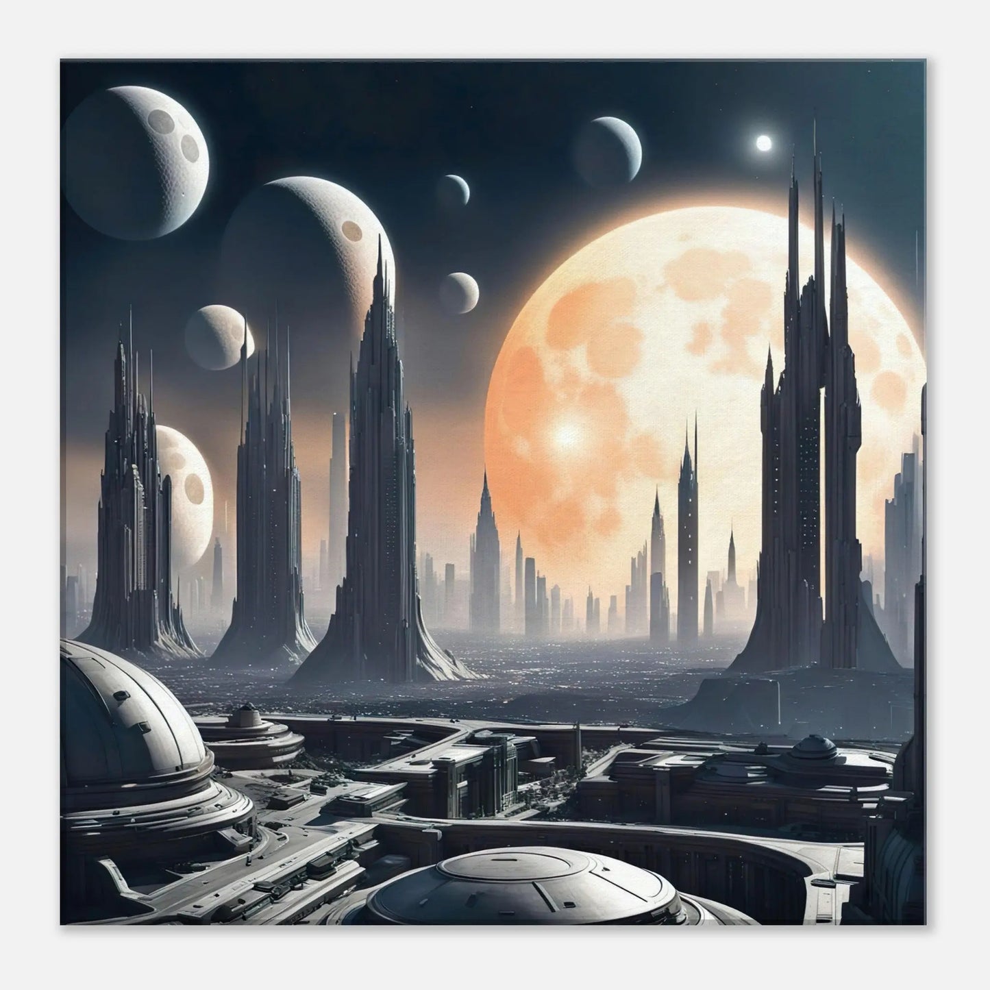 Leinwandbild - Futuristische Welt - Digitaler Stil, KI-Kunst, Sci-Fi, 50x50-cm-20x20 - RolConArt