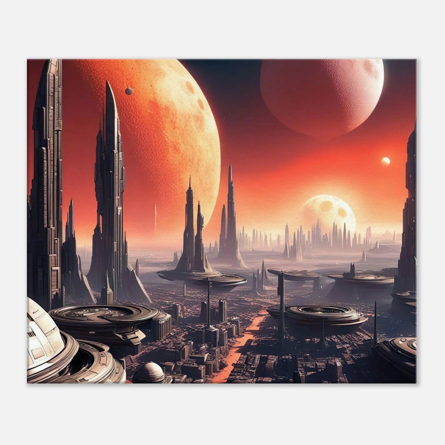 Leinwandbild - Futuristische Welt - Digitaler Stil, KI-Kunst, Sci-Fi, 50x60-cm-20x24 - RolConArt