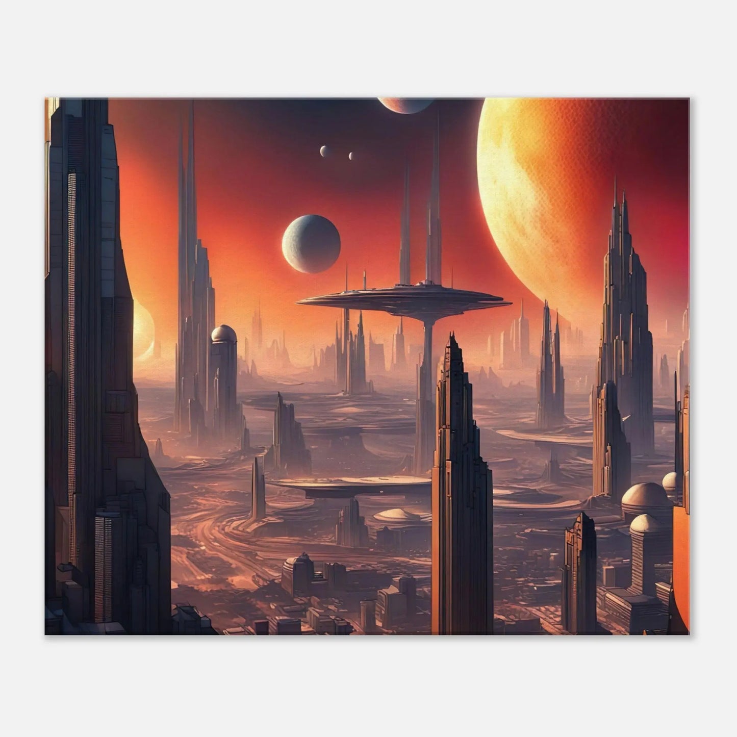 Leinwandbild - Futuristische Welt - Digitaler Stil, KI-Kunst, Sci-Fi, 50x60-cm-20x24 - RolConArt