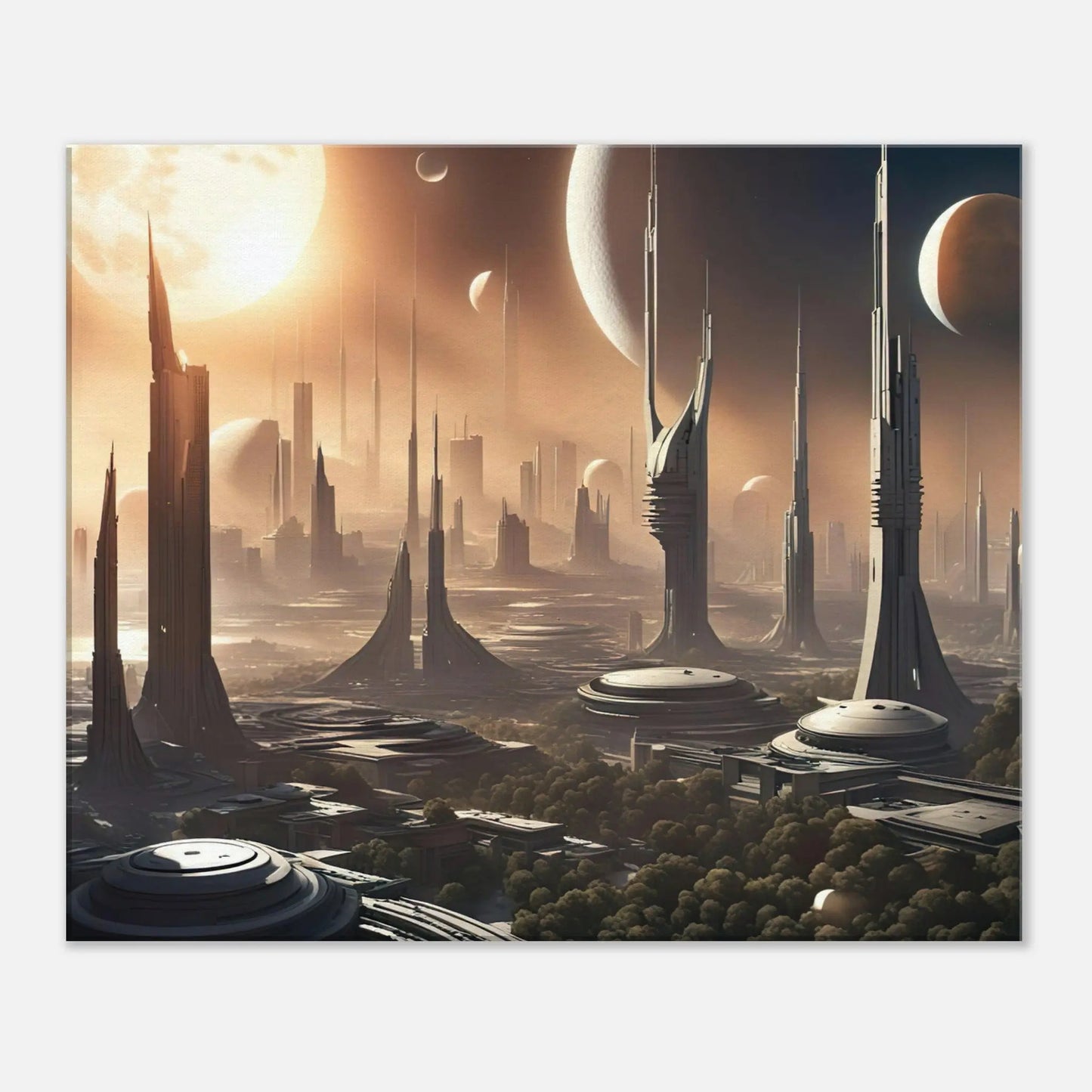 Leinwandbild - Futuristische Welt - Digitaler Stil, KI-Kunst, Sci-Fi, 50x60-cm-20x24 - RolConArt