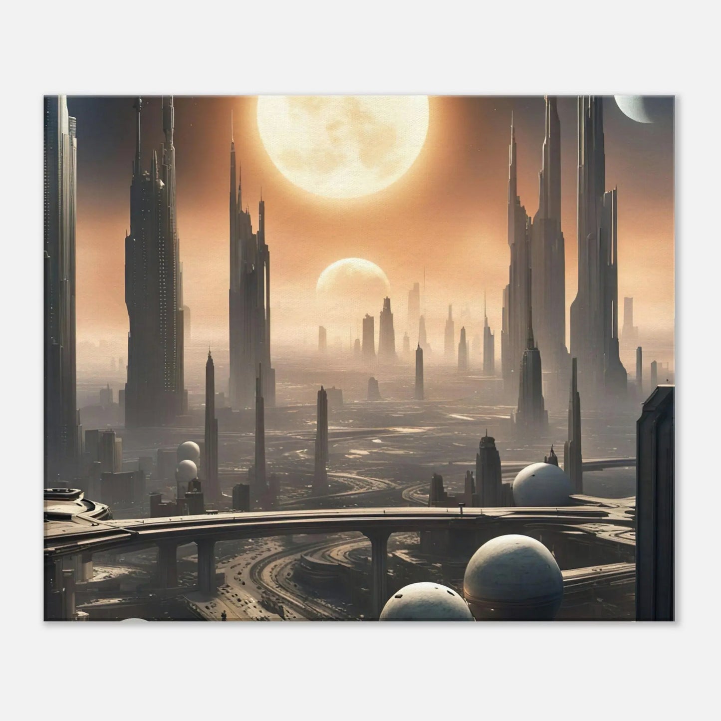 Leinwandbild - Futuristische Welt - Digitaler Stil, KI-Kunst, Sci-Fi, 50x60-cm-20x24 - RolConArt