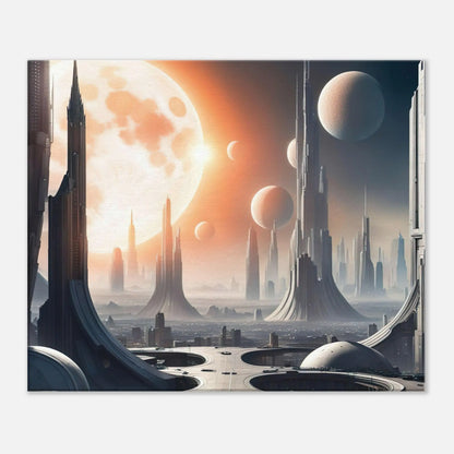 Leinwandbild - Futuristische Welt - Digitaler Stil, KI-Kunst, Sci-Fi, 50x60-cm-20x24 - RolConArt