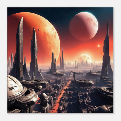 Leinwandbild - Futuristische Welt - Digitaler Stil, KI-Kunst, Sci-Fi, 60x60-cm-24x24 - RolConArt