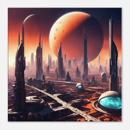 Leinwandbild - Futuristische Welt - Digitaler Stil, KI-Kunst, Sci-Fi, 60x60-cm-24x24 - RolConArt