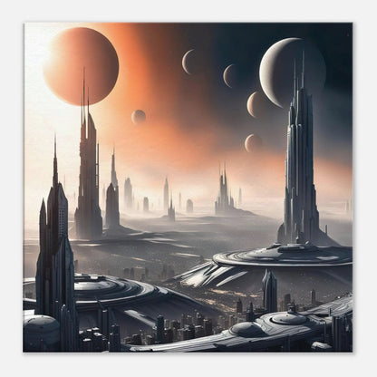 Leinwandbild - Futuristische Welt - Digitaler Stil, KI-Kunst, Sci-Fi, 60x60-cm-24x24 - RolConArt